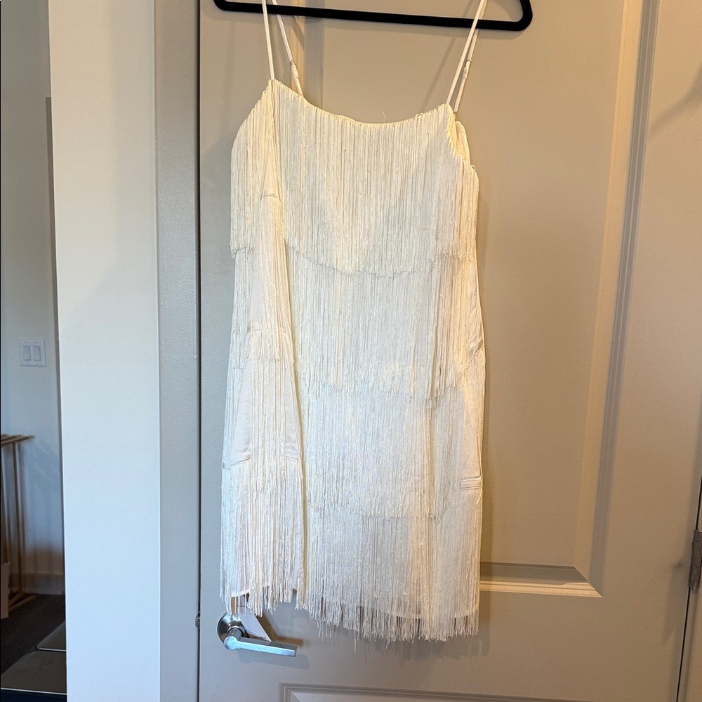 Abercrombie & Fitch White Fringe Mini Dress